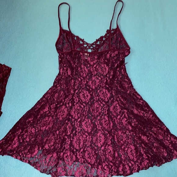 FREDERICK’S OF HOLLYWOOD lingerie eggplant purple sheer robe lace nighty size M - Picture 8 of 11